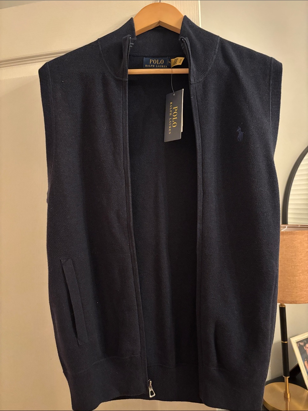 Polo by Ralph Lauren Navy Zip-Up Sleeveless Sweater Vest